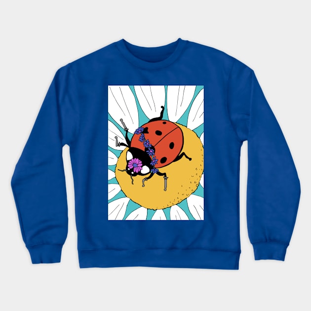 Fancy Ladybug Loves Flowers Especially This Daisy Crewneck Sweatshirt by Otter-Grotto